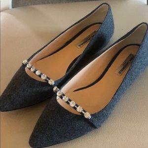 Grey Karl Lagerfeld Collette Rhinestone Flats Sz 7